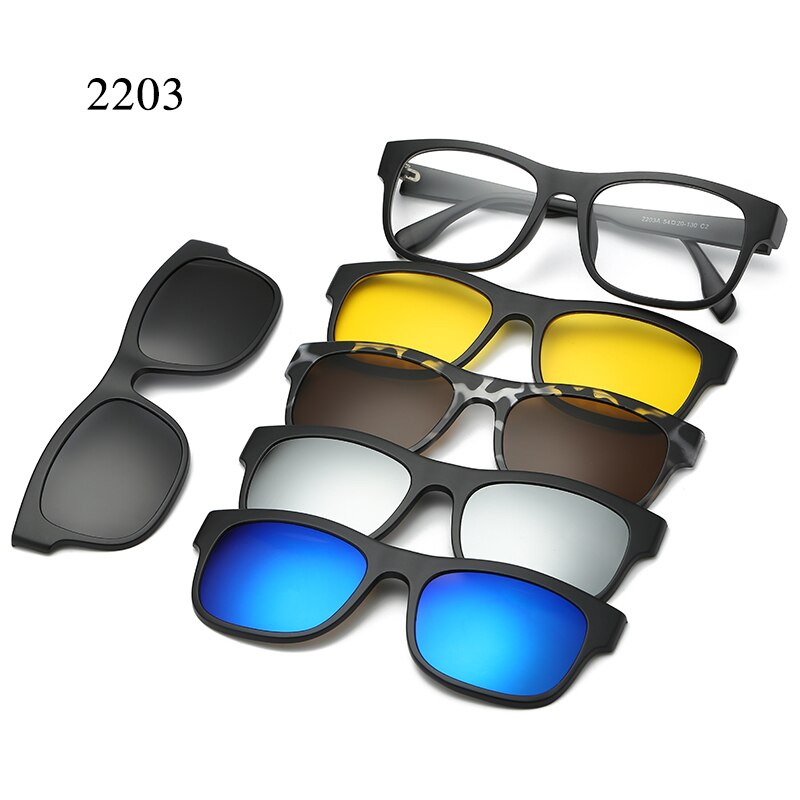 6 In 1 personalizzato uomo donna occhiali da sole magnetici ottici polarizzati Clip magnete Clip su occhiali da sole Polaroid Clip su montatura per occhiali da sole: 2203A