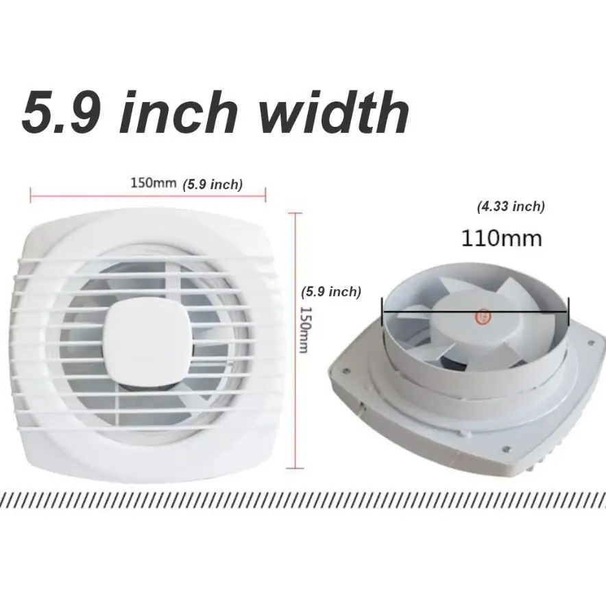 220V 4/6/7inch 110/150/180mm silence Ventilating Strong Exhaust Extractor Fan for Window Wall Bathroom Toilet Kitchen Mounted: Light Grey / UK