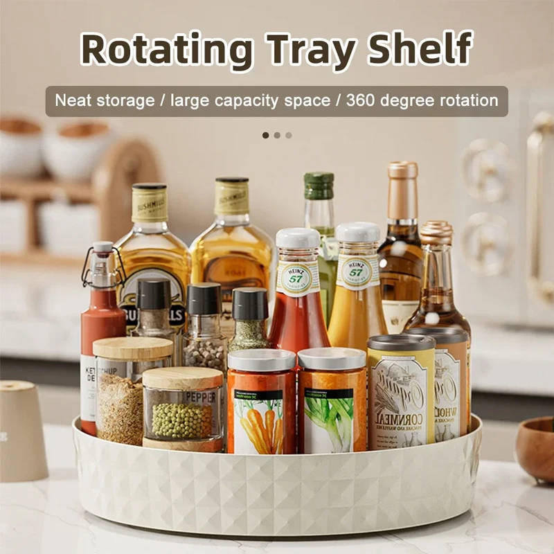 1 Stuk Keuken Opslag Kruidenrek 360 Graden Roterende Kast Organizer Lade Antislip Spice Ronde Rek Plaat Cosmetische Organizer