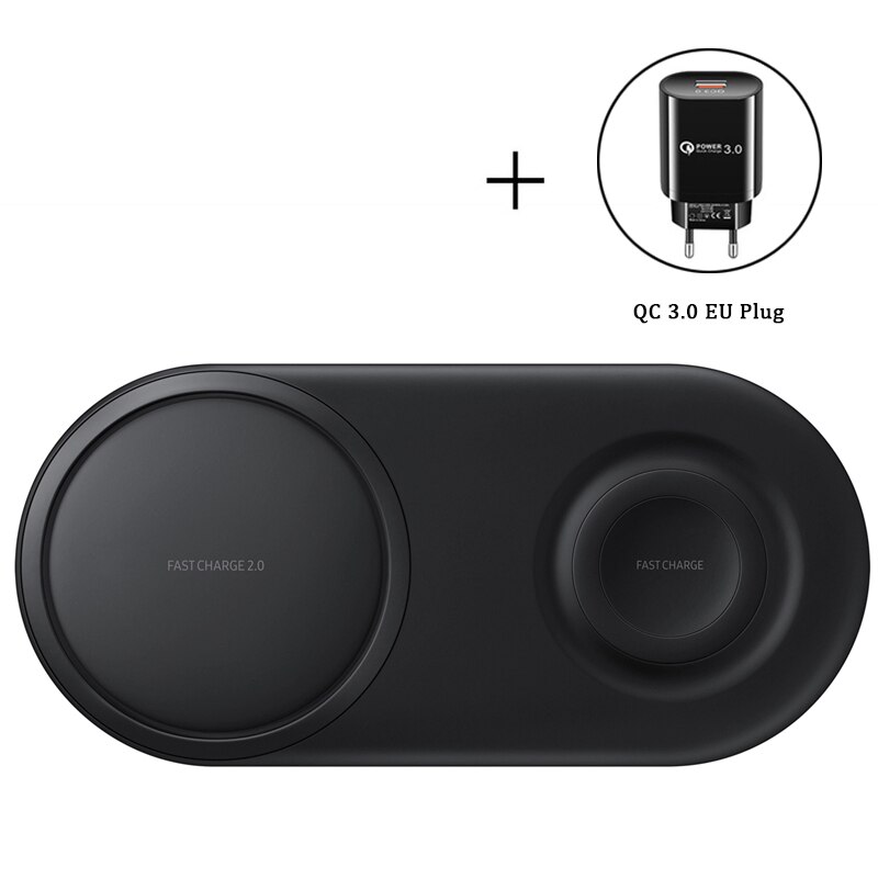 3 in 1 trådlös laddare trio pad för samsung galaxy  s21/s20/s10/ note 20/ note 10 snabb trådlös laddning galaxy watch galaxy knoppar: Grå