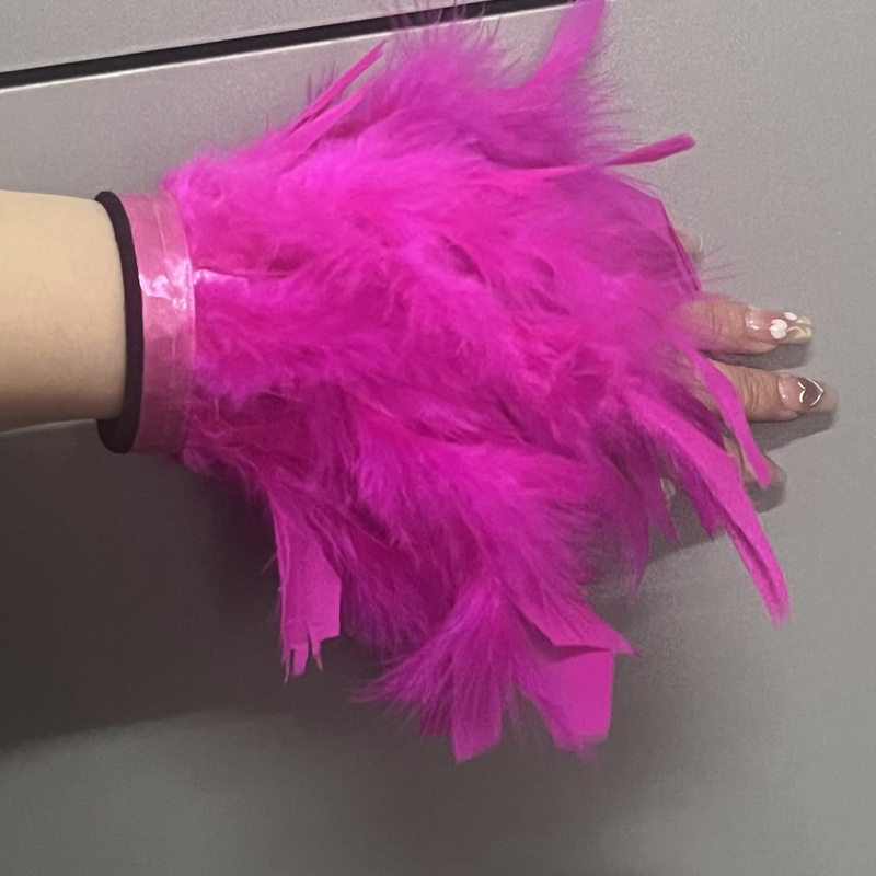 Ostrich Feather Cuff for women Feather cuffs for wrist feather snap bracelet nail photo cuffs Shirts cuffs with feather: SKY BLUE