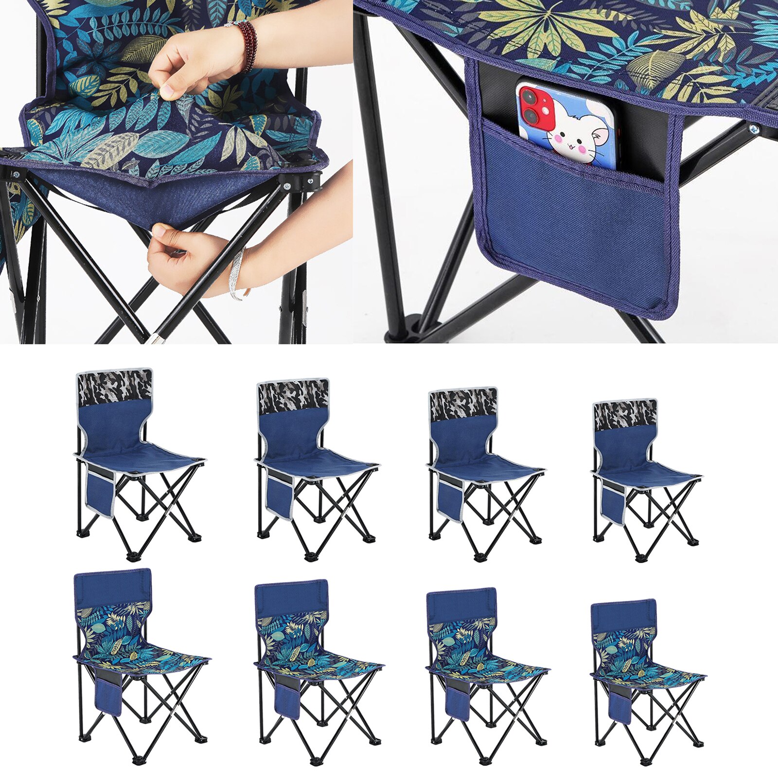 Reinforced Folding Camping Chairs, Foldable Lawn Picnic BBQ Picnic Backrest
