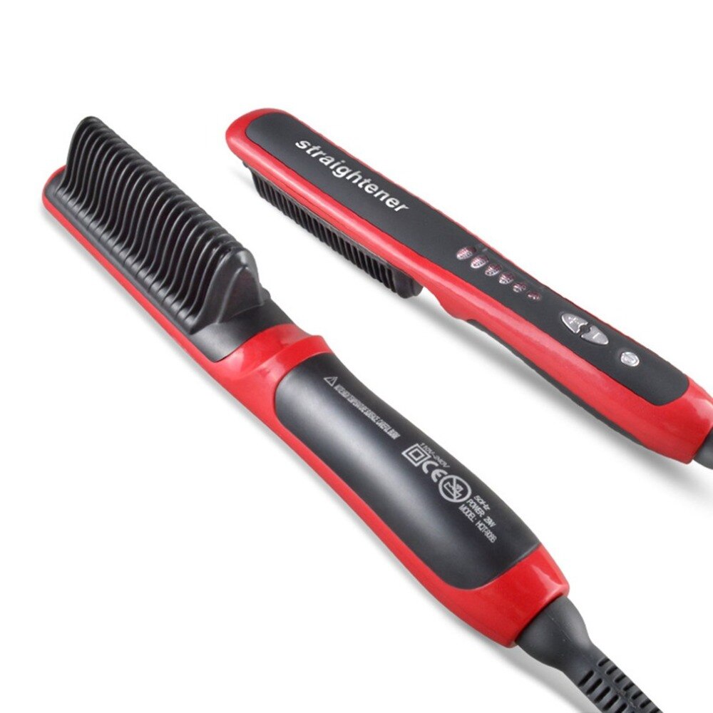 Cepillo alisador de pelo eléctrico y duradero, peine de cerámica con calefacción LCD, alisador de pelo, enchufe de la UE