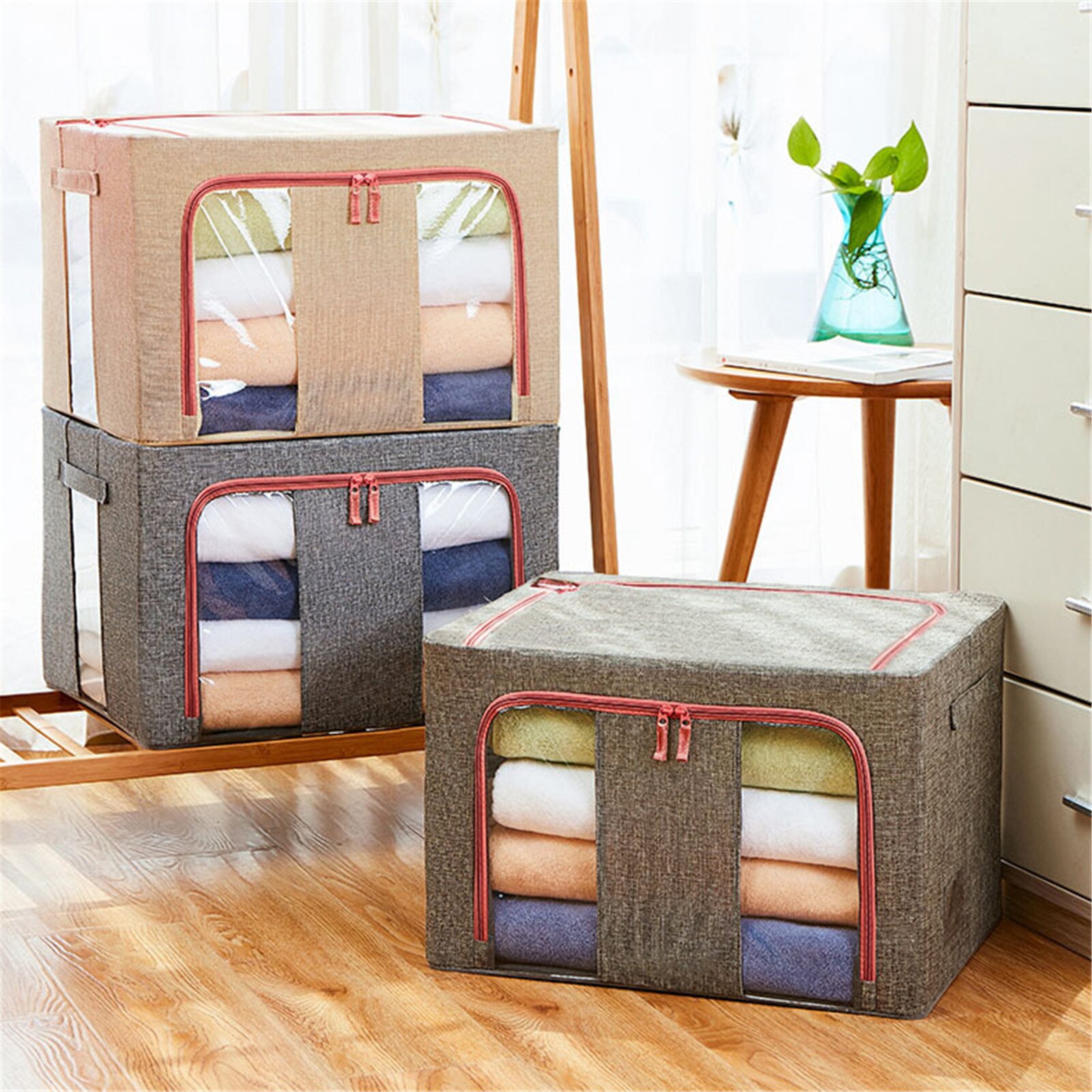 Foldable Storage Bags Clothes Blanket Quilt Closet Sweater Organizer Box Pouch Storage Box Fast