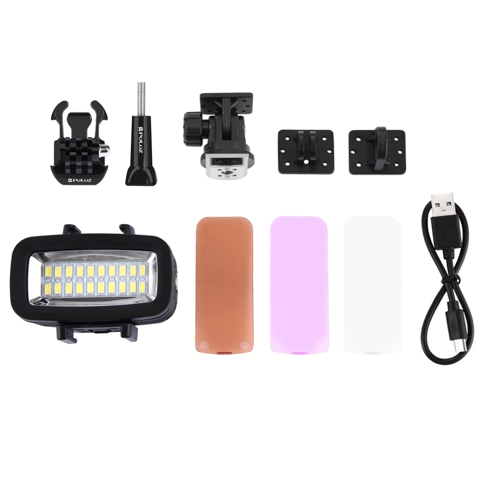 PULUZ 20 LEDs 40m impermeabile IPX8 Studio Light Kit Video e foto per GoPro/ Xiaoyi e altre Action cam luce subacquea: Default Title