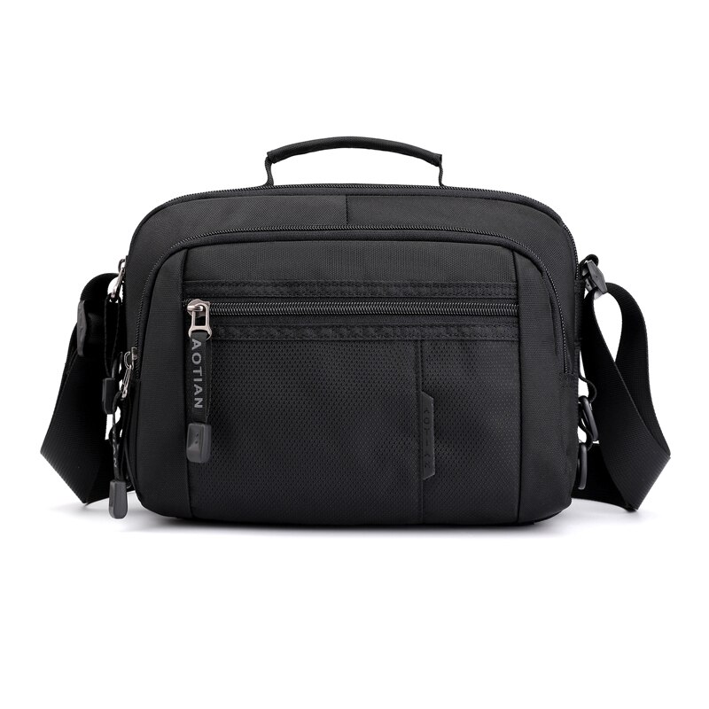 Zomer Mannen Reizen Handtassen Schoudertas Mannelijke Nylon Man Messenger Bag Eenvoudige Crossbody Tas Lichtgewicht: Horizontal black