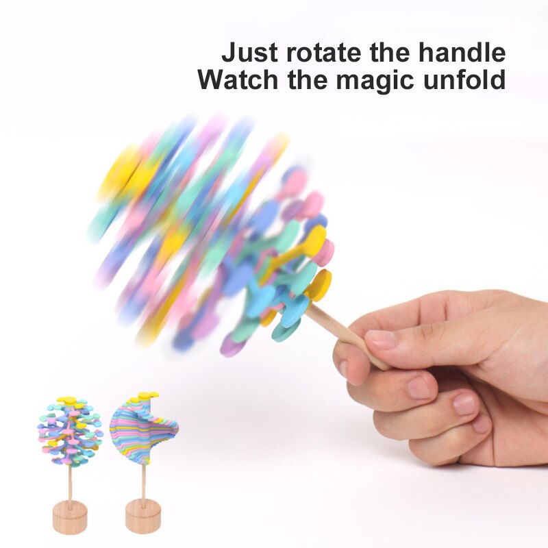 Rotating Lollipop Art Decor Wand Stress Relief Toy Office Decompression Boy Girls Toy Candy Wooden Wand Stress Relief
