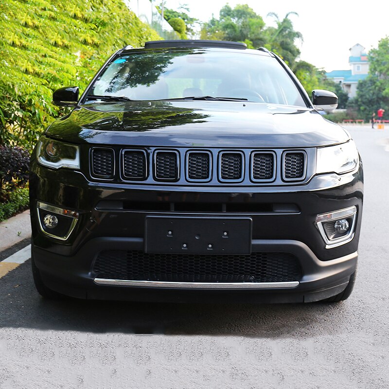 7Pcs Chrome Auto Grille Insert Grill Cover Trim Voor Jeep Compass Auto Accessoires Black Mesh grille Inserts Covers