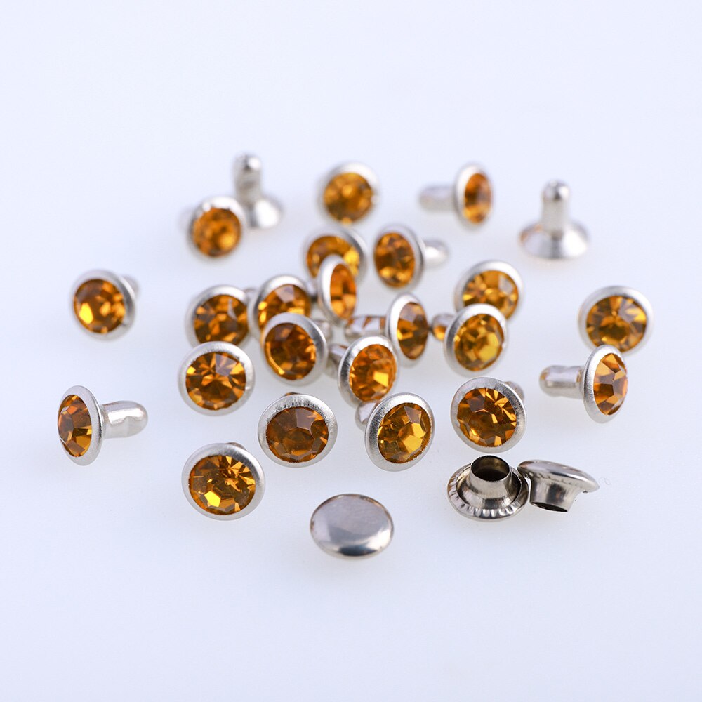 Juego de tachuelas de diamantes de imitación para manualidades, juego de tachuelas de Cristal AB de 6/8mm para manualidades, bolsa de ropa, broca de cuero, 100: 6MM / Topaz