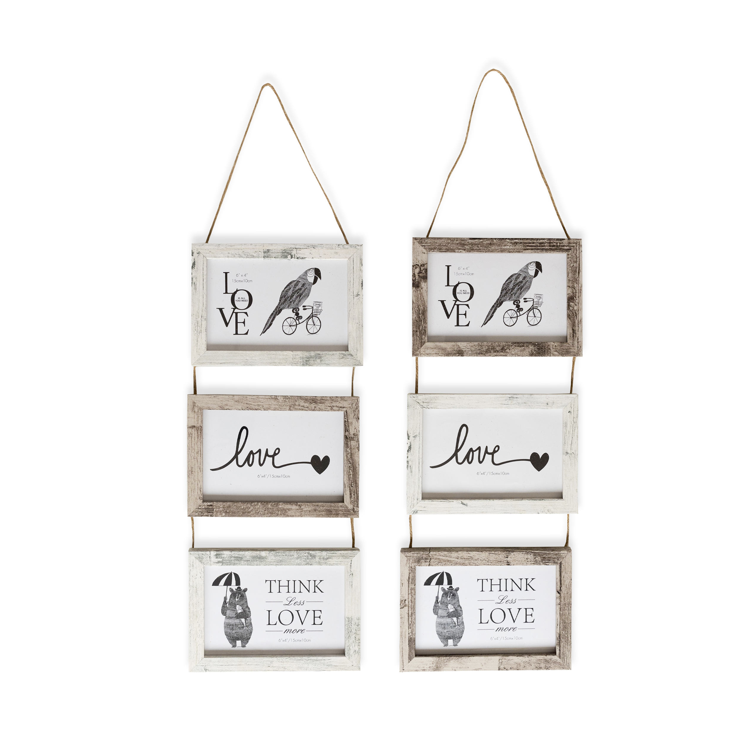 Set wooden Triple photo frames for wall hanging-Original Collage for Photos 10x15 cm