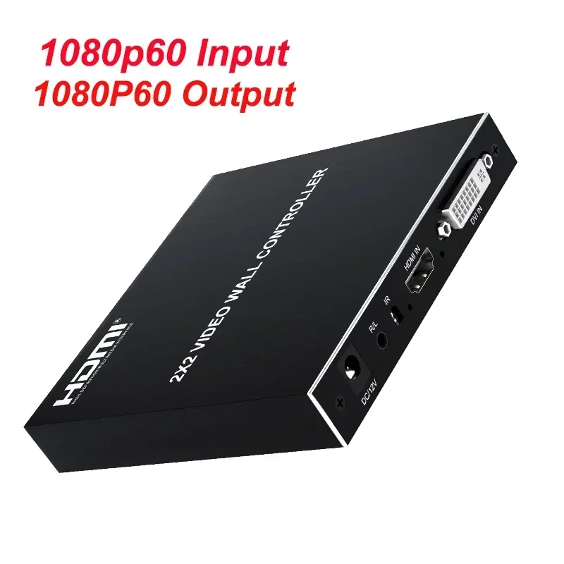4K@30hz 2x2 DVI HDMI Video Wall Controller Multi-screen Splicing Box 1080P@60hz 1x2 1x3 1x4 4x1 1 To 2 3 4 TV Splicer Processor: black