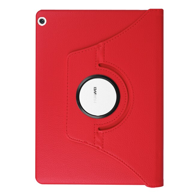 Premium Rotating PU Leather Smart Case for Huawei MediaPad M3 Lite 10 BAH-W09/L09/AL00 10.1" Tablet Funda Cover+Free Film+Pen: Red