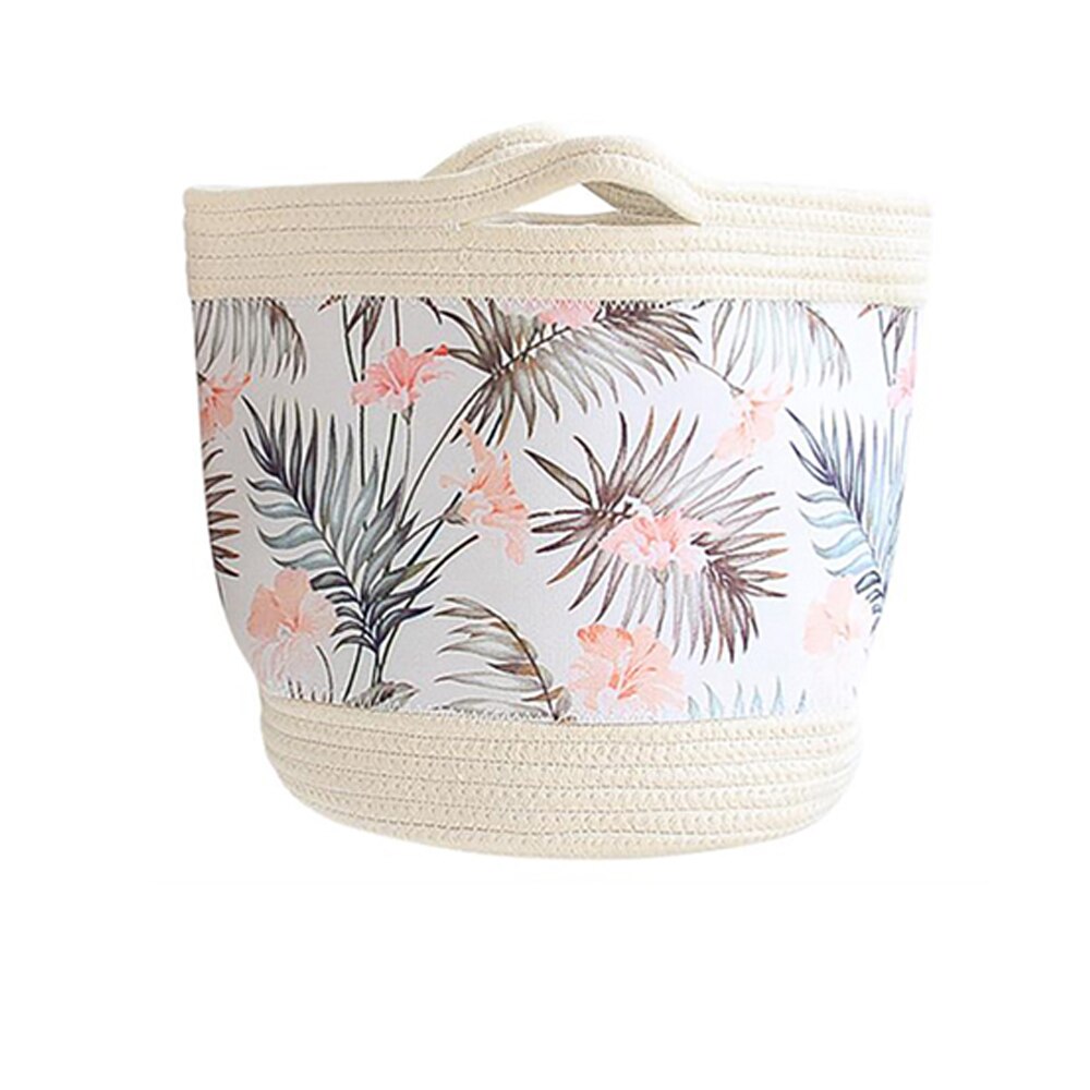 Collapsible Storage Basket Flower Baby Basket Fresh Green Leaf Toy Storage Bucket Dirty Clothes Basket Fabric Storage Bag: flowers / 11.81x12.20inch