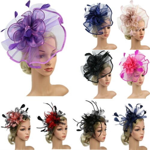 Womens Sinamay Fascinator Cocktail Party Hat Wedding Church Kentucky Derby Dress