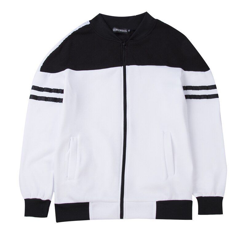 Chaqueta Bomber informal para hombre, con bolsillo en el brazo, con capucha: Blanco / M