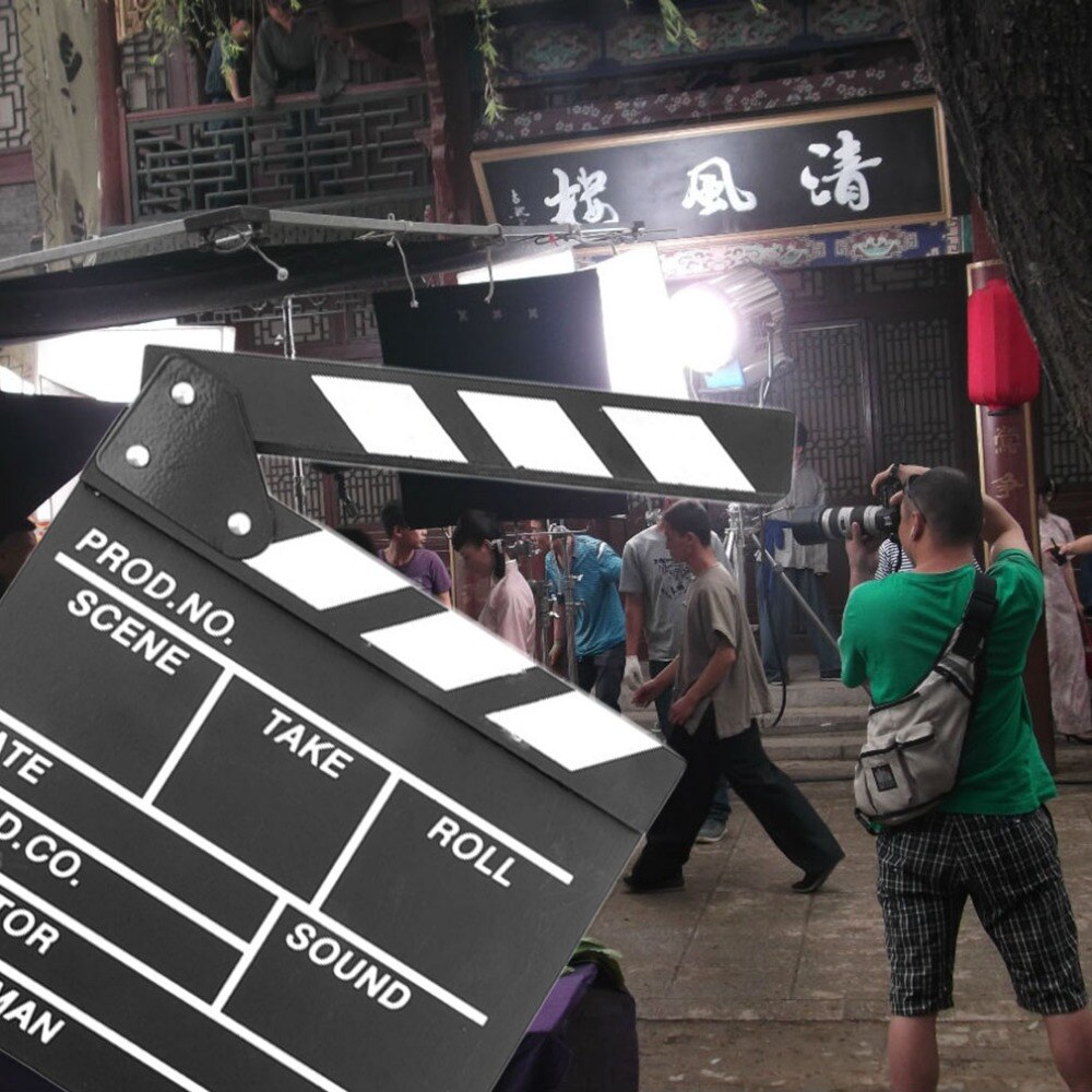 Wood 20x20x1.5cm Director Video Scene Clapperboard TV Movie Clapper Board Film Slate Cut Prop