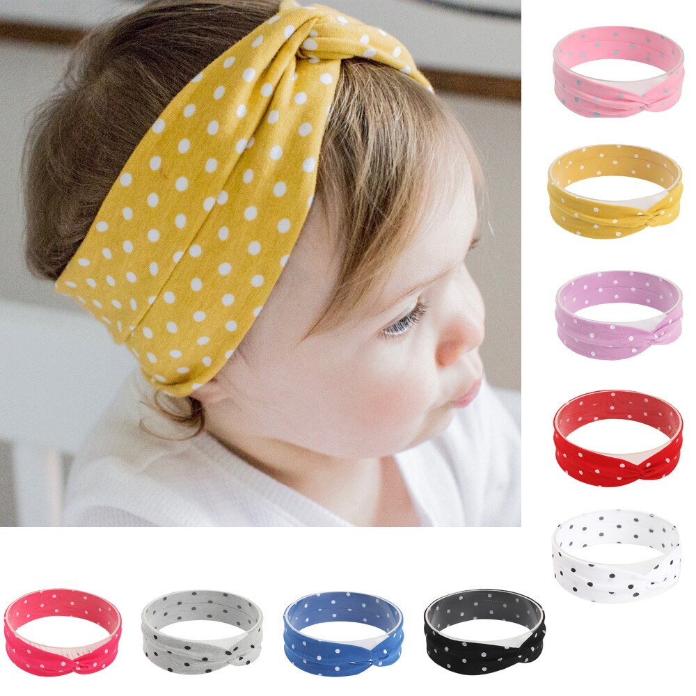 Leuke Baby Peuter Infant Hoofdband Dot Printing Stretch Haarband Hoofddeksels haar accessoriesbaby hoofdband