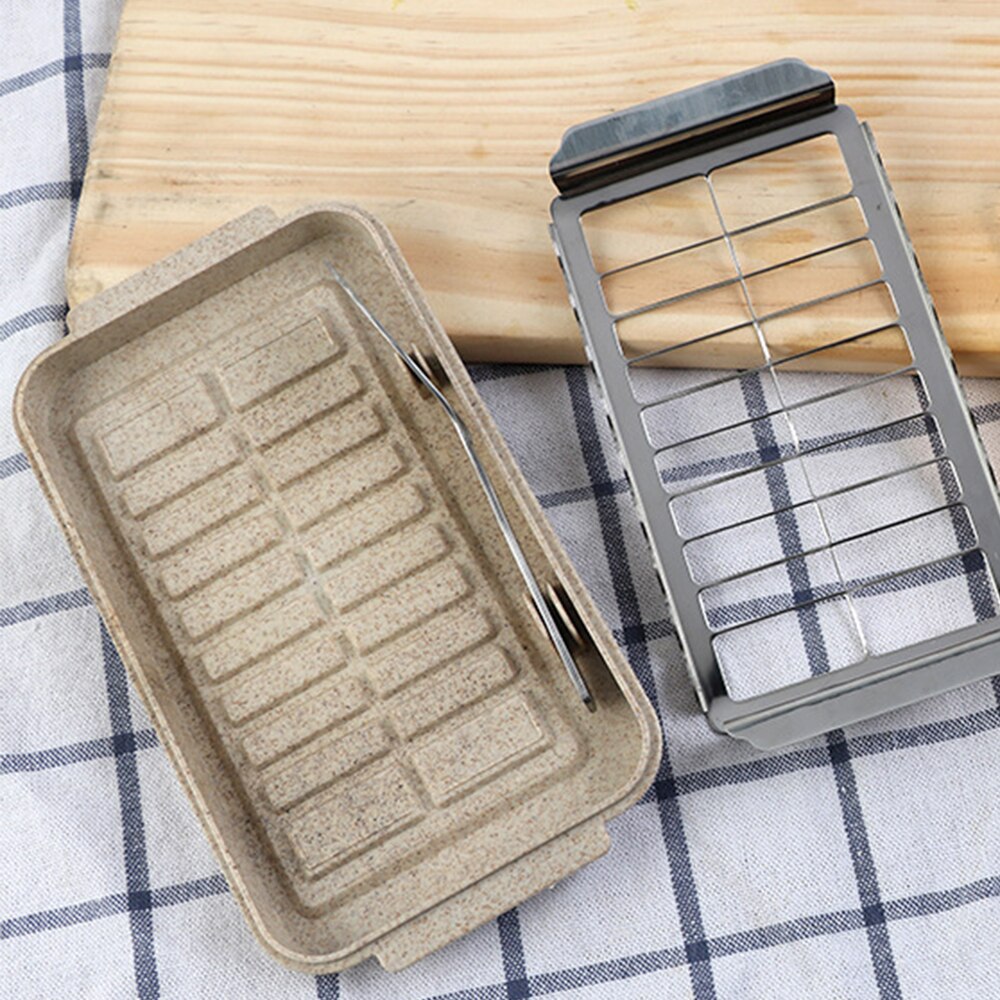 2 en 1 coupe beurre acier inoxydable trancheuse fromage verre beurre gardien conteneur boîte multifonction accessoires de cuisine