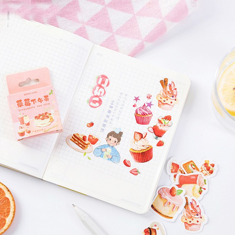 46 Sheets Cute Sweet Cake Sticker For Kids Decorative Diary Scrapbooking Journal Planner Stickers Aesthetic Kawaii Stationery