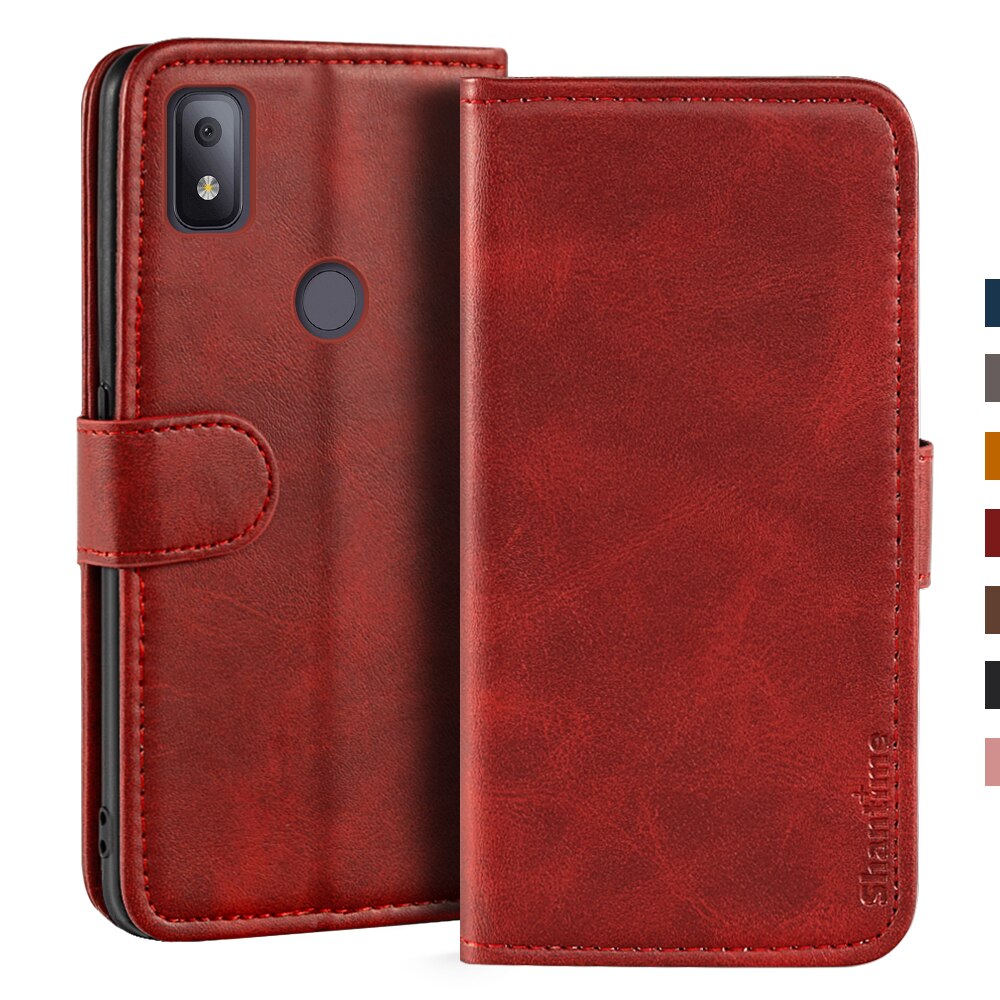 Case For T-Mobile Revvl 4 Case Magnetic Wallet Leather Cover For T-Mobile Revvl 4 Stand Coque Phone Cases: Red