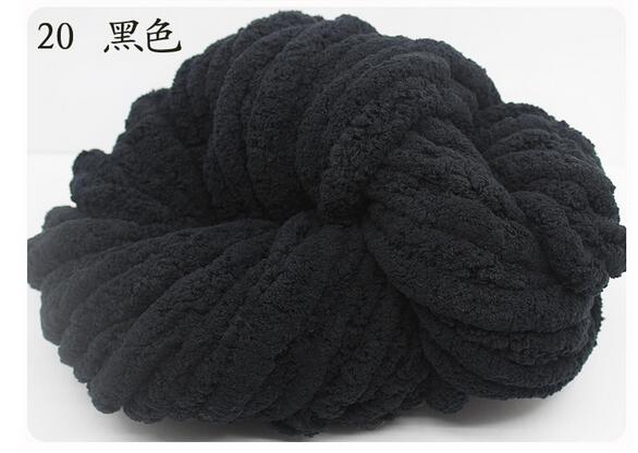 1pc = 250g gör-det-själv super skrymmande armstickningsull 2.5cm tjocka mattor stickat chenille chunky garn för stickning för handstickning: 20 svarta