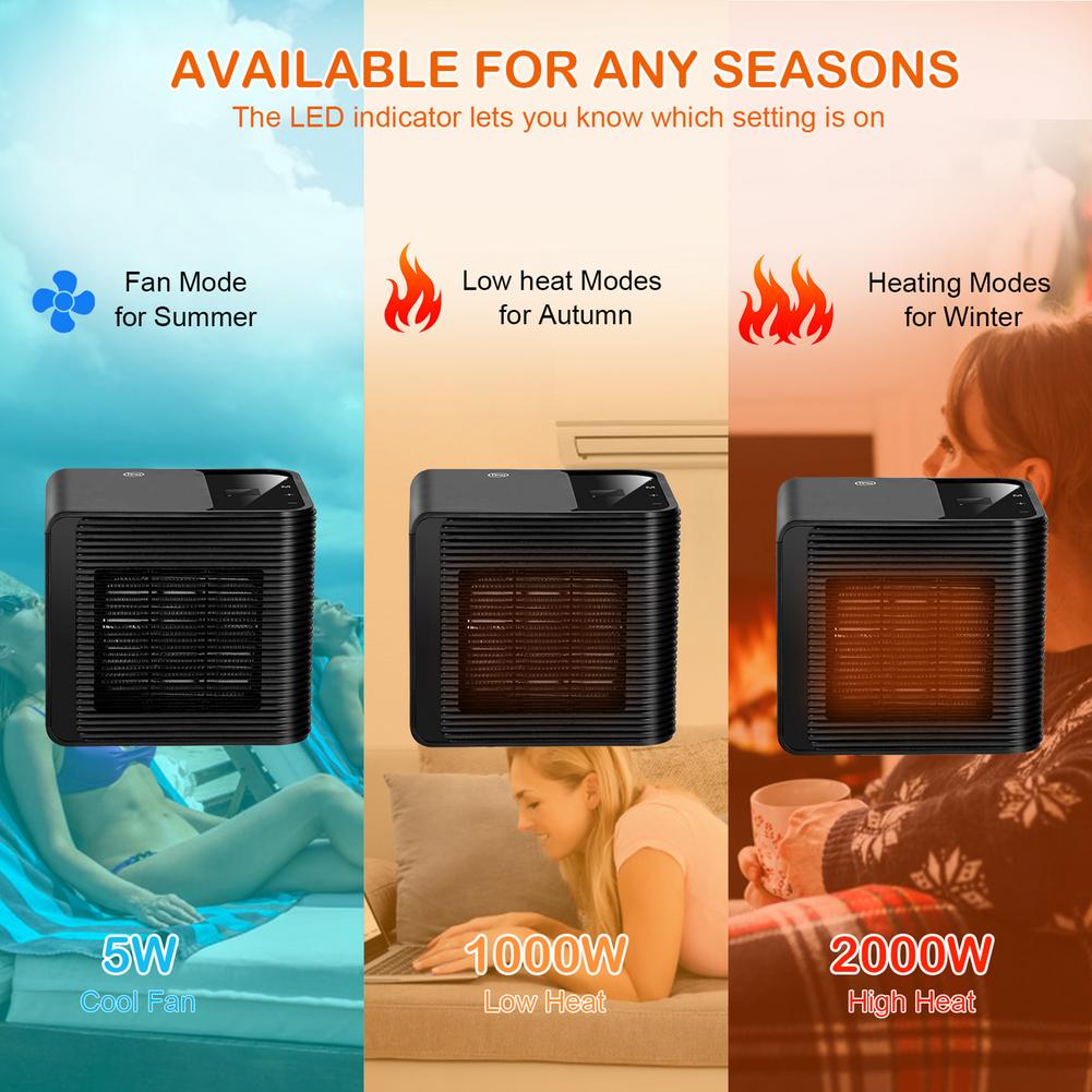 2000W Electric Space Heater Portable High-power Fan Space Heater Winter Warmer Home Office Desk 220V For Winter Bathroom Heating