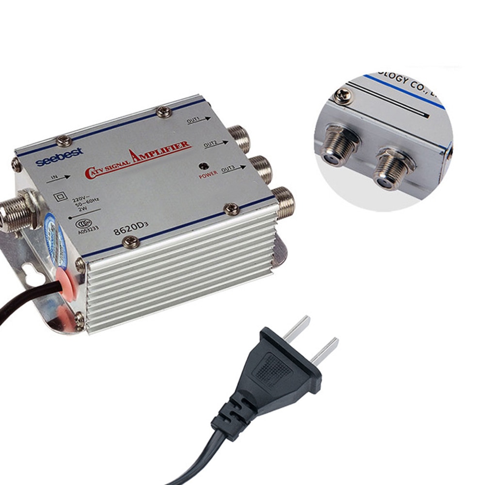 220v 3 -veis catv kabel tv signalforsterker kabel tv splitter forsterker 20db digital tv antenne signal catv booster 45-860 mhz