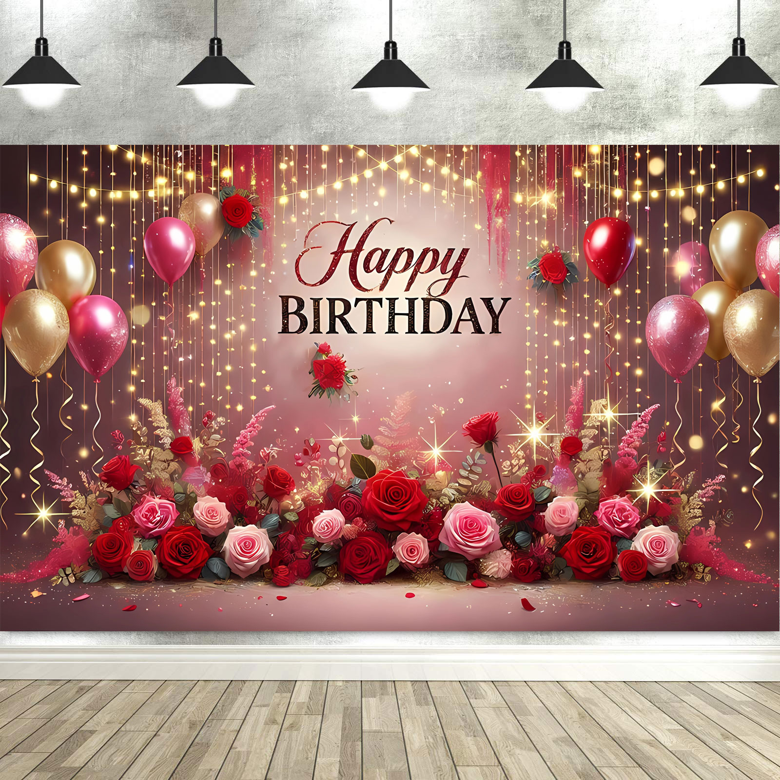 Dewprint Happy Birthday Backdrop Banner for Women Party Decorations Photoshoot Photography Background Curtains Screen Props: Lavender / 150*150