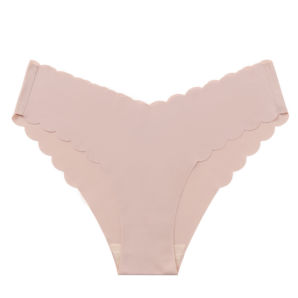 Lenjerie intimă pentru femei, chiloți de mătase fără cusături, cu talie joasă, bikini sexy, slipuri, margini ondulate solide, lenjerie intimă moale: S / Roz