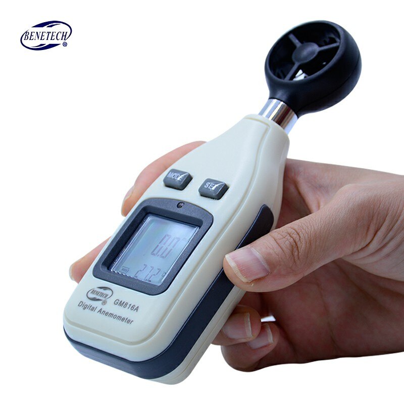 Digital Wind speed anemometer 30m/s (65MPH) LCD Handheld Anemometer wind Thermometer Gauge Meter Measuring instrument GM816A