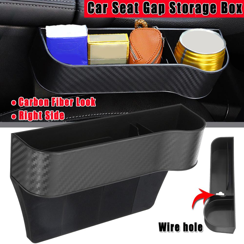 Left / Right Car Seat Crevice Gaps Storage Box ABS Plastic Auto Drink for Pockets Organizers Stowing Tidying Universal: 1pc RH Carbon Black
