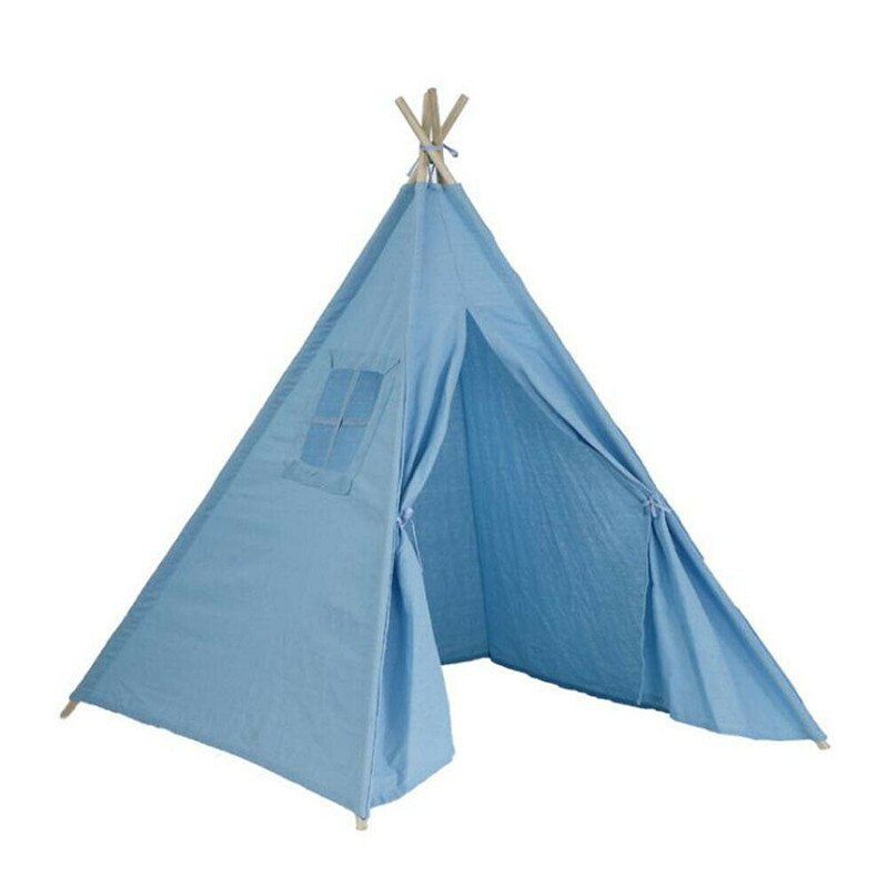 Tragbare Baby Spielen Zelt Kinder Spielhaus Große Schlafen Dome Krippe Netting Indische Leinwand Tipi Zelt Indoor Outdoor Spielen Haus: Blau