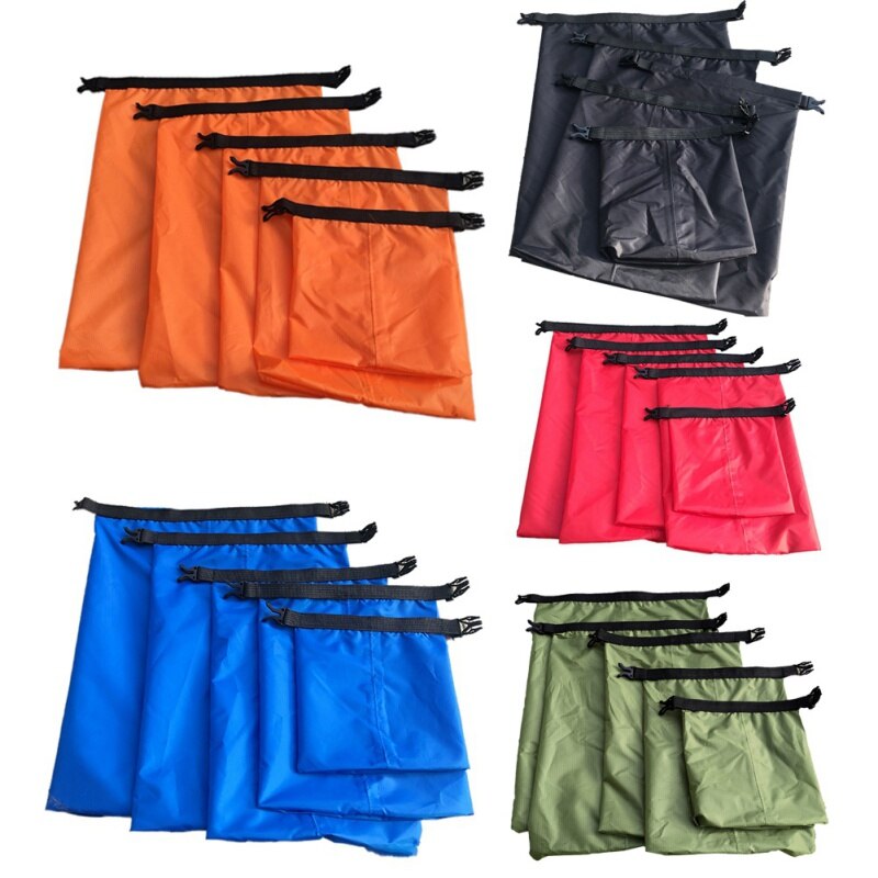 Lot de 5 sacs étanches en tissu silicone enduit de 1.5l/2.5l/3.5l/4.5l/6l couches pour rafting, canoë, bateau