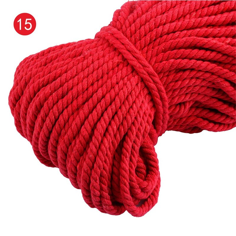 100% Katoen 3 Aandelen Twisted Katoenen Koorden 5Mm Diy Craft Decoratie Touw Katoenen Koord Voor Tas Trekkoord Riem 15 kleuren: color 15