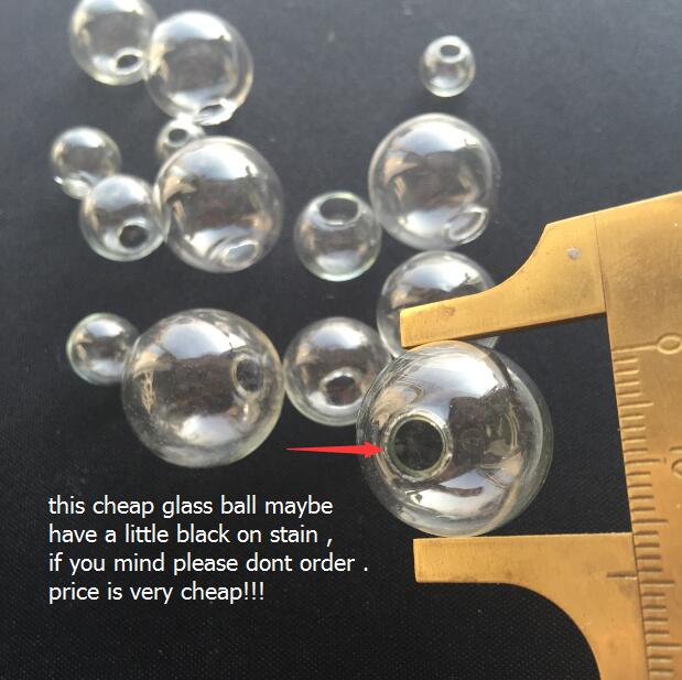 1 Stück 6–25 mm transparente hohle Glaskugel, runde Blasenglasfläschchen mit einem See, Kugeln, Glaskugel, Schmuckzubehör: 16mm / Schwarz
