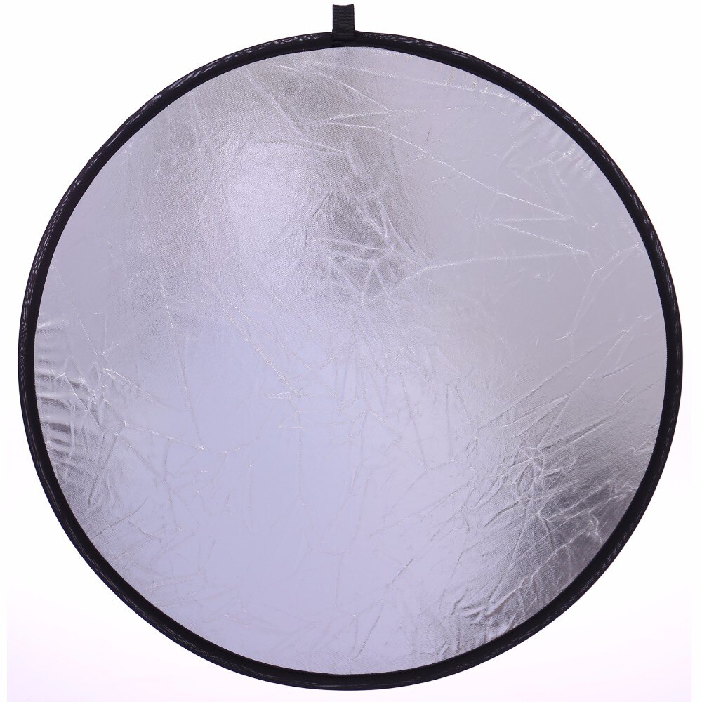 2 in 1 32 " /80cm hvid en sølv håndholdt multi sammenklappelig bærbar disklysreflektor til fotostudietilbehør