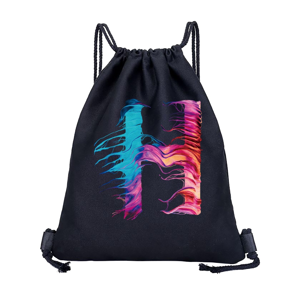 26 Initials Print Drawstring Bag Backpack Men and Women Beach Sports Travel Backpack Kid Supplies Bag Portable Sundries Bag: Chocolate