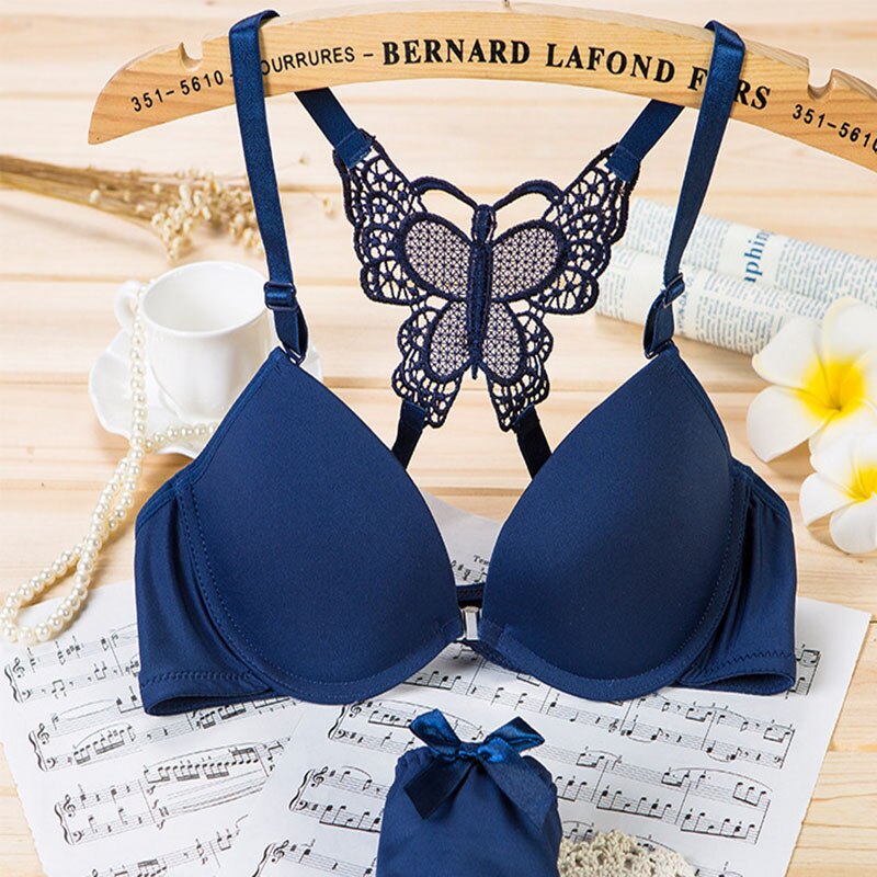 Sexy sous-vêtements été nouvelle dentelle papillon beauté dos boucle soutien-gorge costume fille Sexy pas de Trace de bague en acier rassembler des sous-vêtements