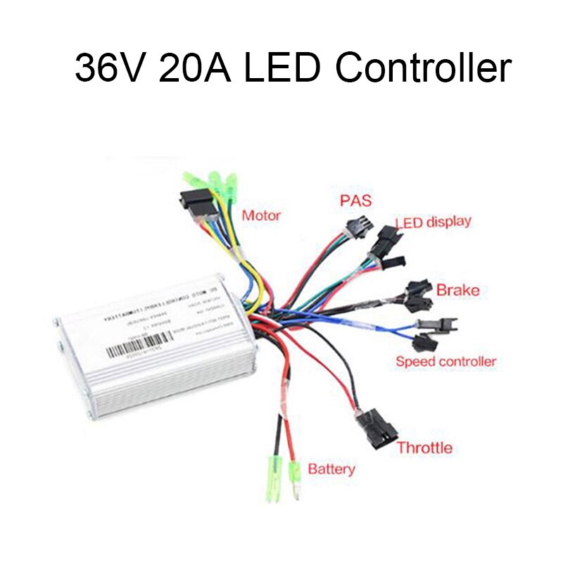 36 v bldc Ebike Controller 250 w-500 w Sinus Borstelloze Motor Controller voor Elektrische Fiets Road Fiets accessoires: 36v 20ah LED