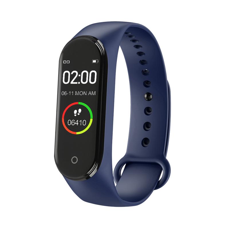 M4 pulseira inteligente bluetooth informações de chamada empurrar relógio inteligente pressão arterial monitor freqüência cardíaca passo exercício ip67 à prova chuva: blue