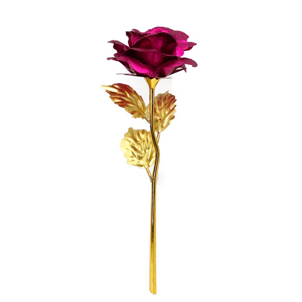 Alla hjärtans dag rosblomma 24k guldfolie rosblomma guldpläterad ros dekorativ bästa rosbukett: Rosröd