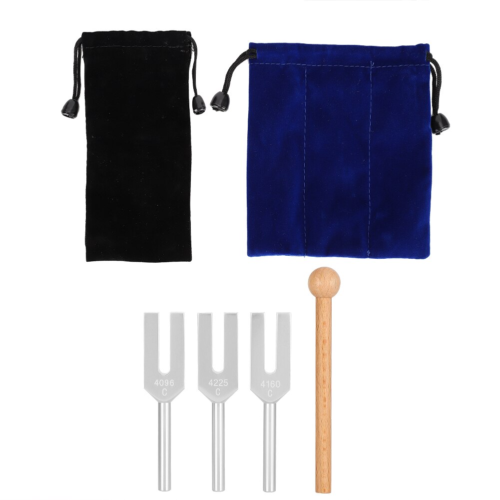 Aluminum Alloy Tuning Fork Sound Healing Therapy Set with Hammer Tool for Sound Healing Therapy Health Care C4096/C4160/C4225
