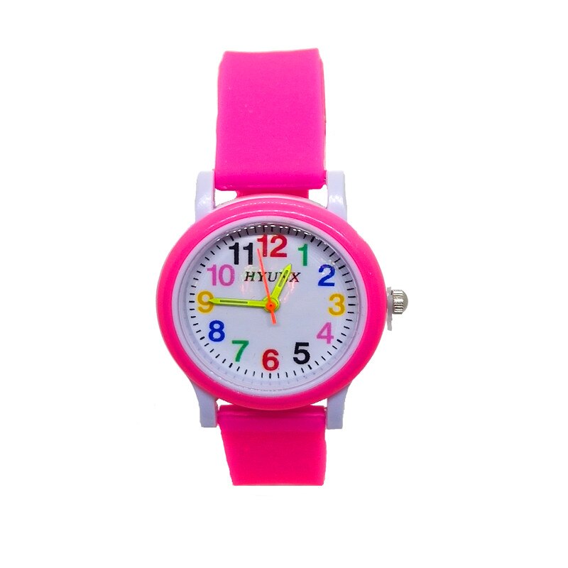 Mange farver børneure ensfarvet rem sport digitale ure til drenge piger ur timer: Fuchsia