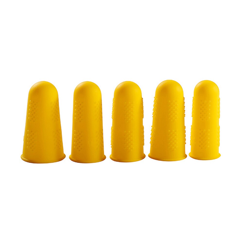 3Pcs/5Pcs Set Siliconen Vinger Beschermer Mouw Cover Anti-Cut Hittebestendige Vinger Mouwen Grote Koken keuken Gereedschap: Yellow / 5pcs