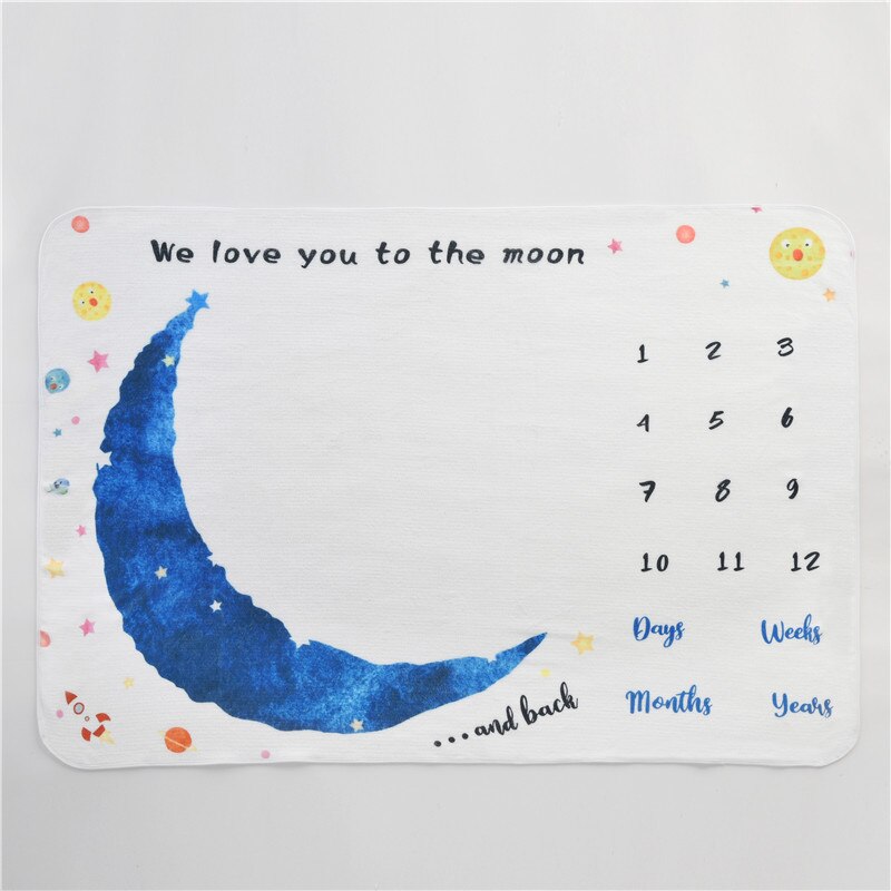 120*100Cm/Maan Patroon Baby Milestone Deken Flanel Foto Deken Cover Deken Baby Groei Memorial Fotografie Deken: FLR-100-M