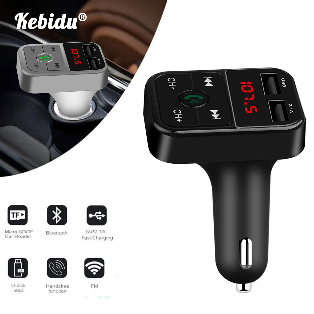 Kebidu Draadloze Bluetooth Telefoon Oplader FM LCD MP3 Speler Zender USB Car Charger 2.1A Auto-accessoires Handsfree Car Kit