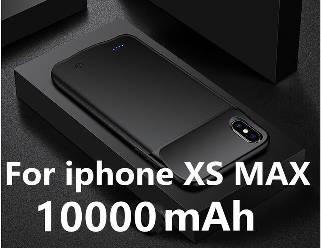 10000mAh Battery Charger Case For iPhone 11 12 Pro Max for iPhone 6 6S 7 8 Plus 7p 8p XR X S MAX SE 2 Power Bank Charging Cover: Black For iXS MAX