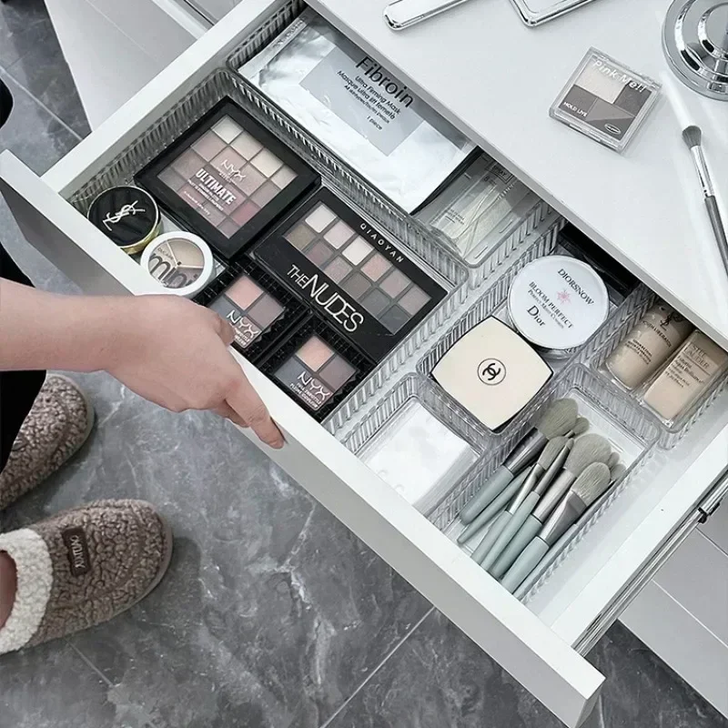 Onbeperkt Bureaulade Organisatoren Set Plastic Badkamer Opslag Make-up Organisator Helder Transparant Opbergdoos Bakken