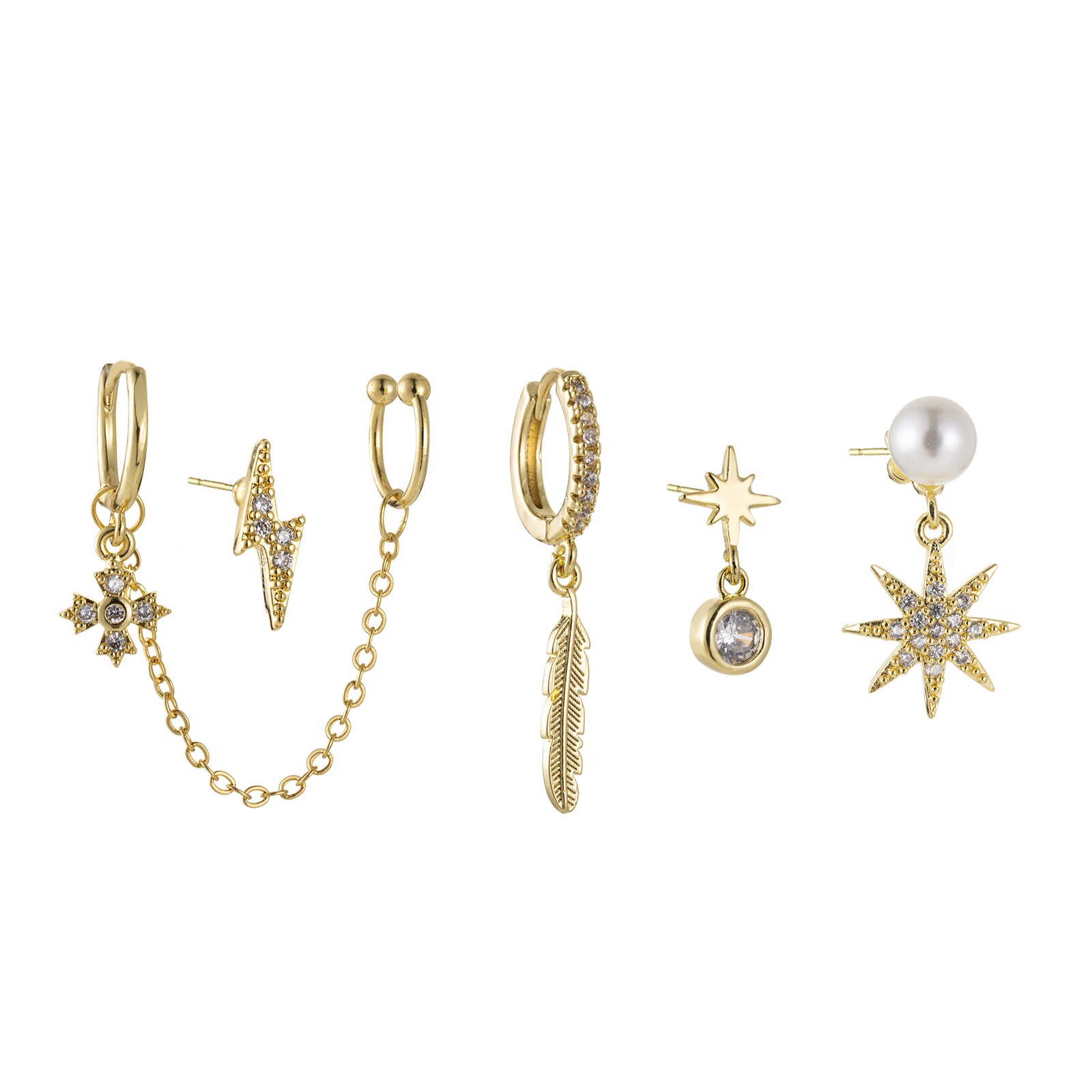 Sipengjel 6 pçs conjunto pequenos brincos de argola conjunto pérola flor folha acessórios conjunto balançar brincos de gota para festa feminino jóias presente: EH0717 G