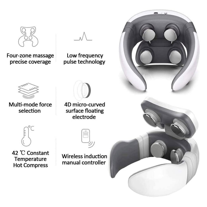 Smart 4d netic pulse elektrische nekmassager met infraroodverwarming, pijnverlichting en cervicale massage